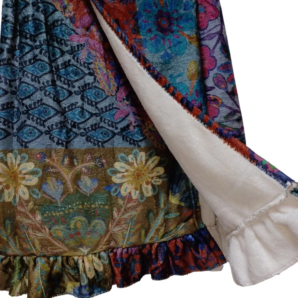 Natural Life Floral Patchwork Floral Towel Wrap Skirt S/M Boho Spa Resort Beach